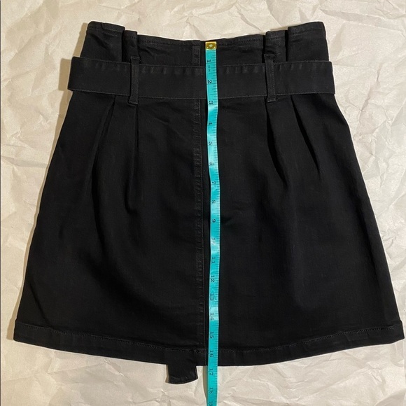 Black Label C'est‎ Moi Paperbag Skirt Black Size M Mini Pleated Belted - Picture 2 of 4